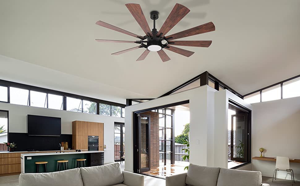 Advanced Ceiling Fans Walnut 65 Inch DC Motor Ceiling Fan with LED Light(3000K/4000K/5000K ...