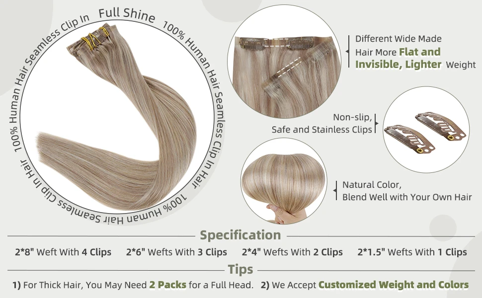 seamless clip in balayage extentions