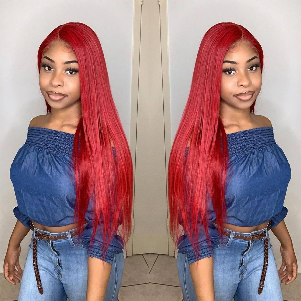 VRBest Red Colored Lace Front Wigs