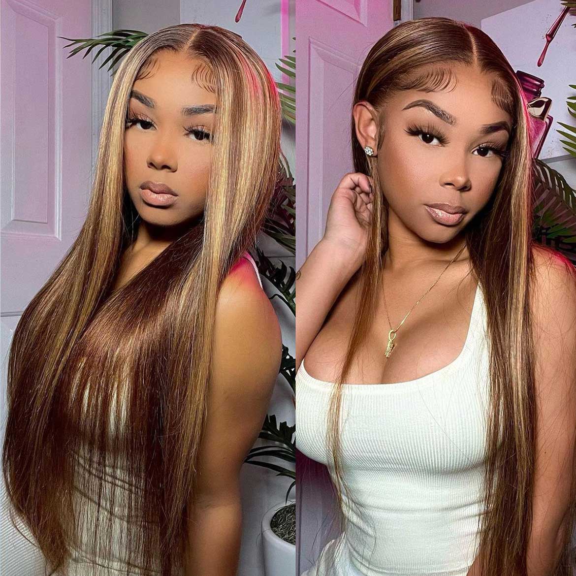 13x4 Lace Front Wigs P4/27 Colored Human Hair Wigs