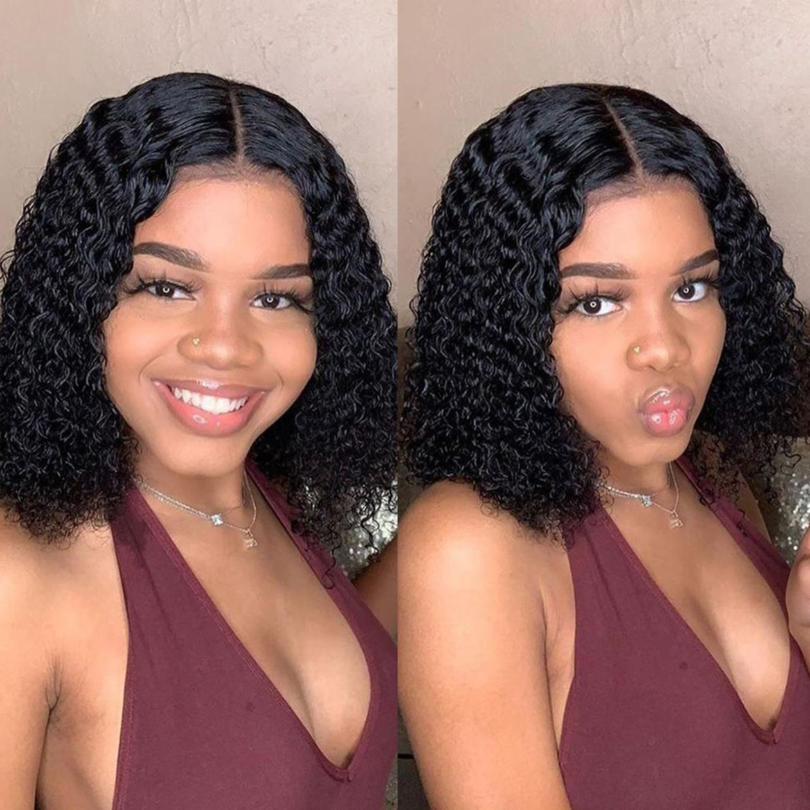 Guleless Curly Bob Wigs