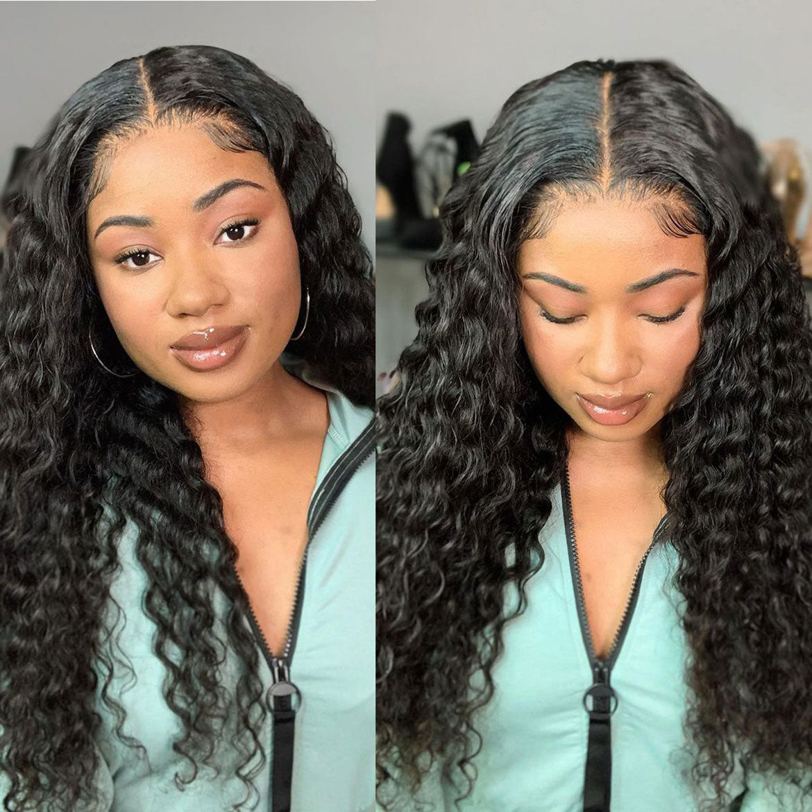 5x5 Lace Closure Wigs Deep Wave