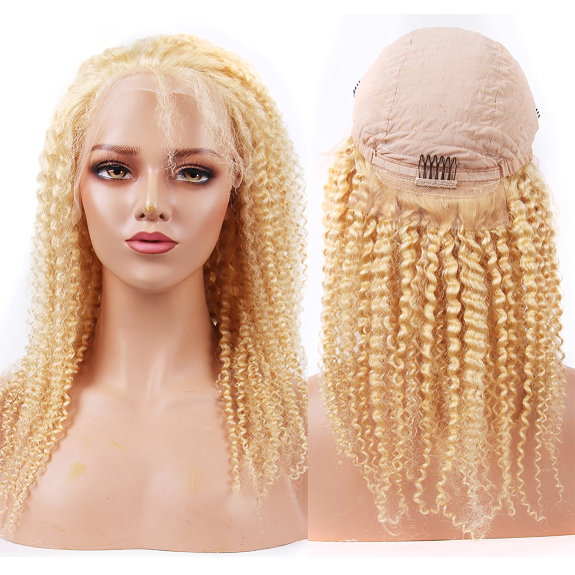 Blonde Curly Human Hair Wigs