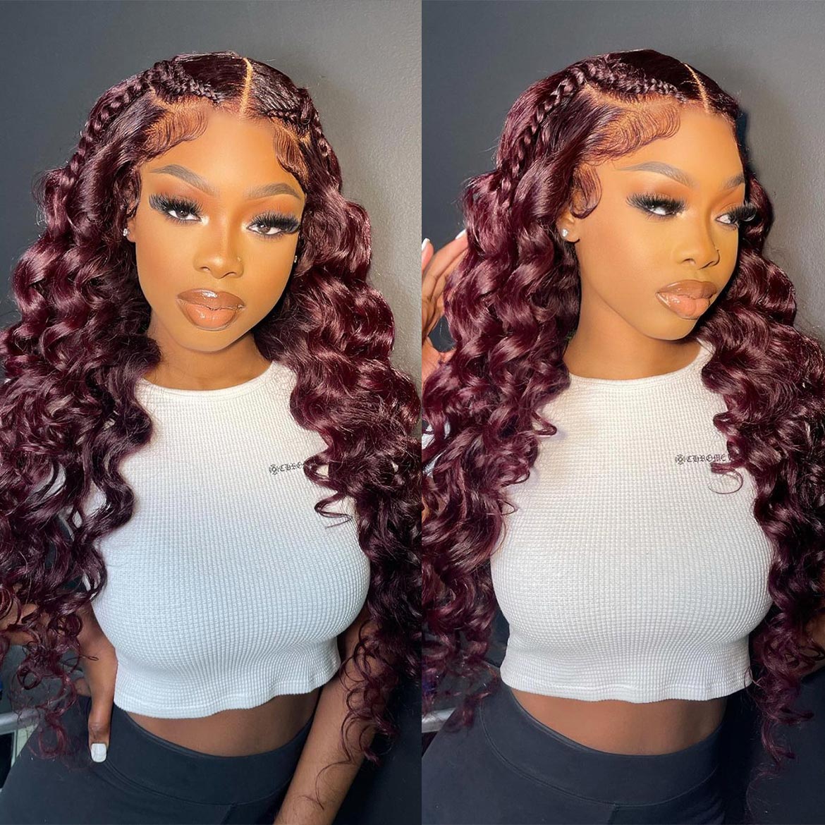 VRBest Burgundy Loose Wave Colored Human Hair Wigs