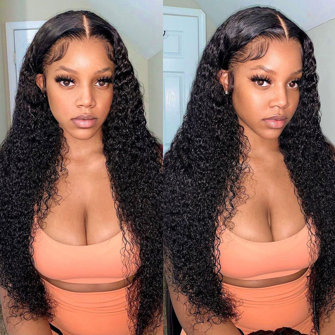 T Part Lace Wigs Curly Human Hair Wigs