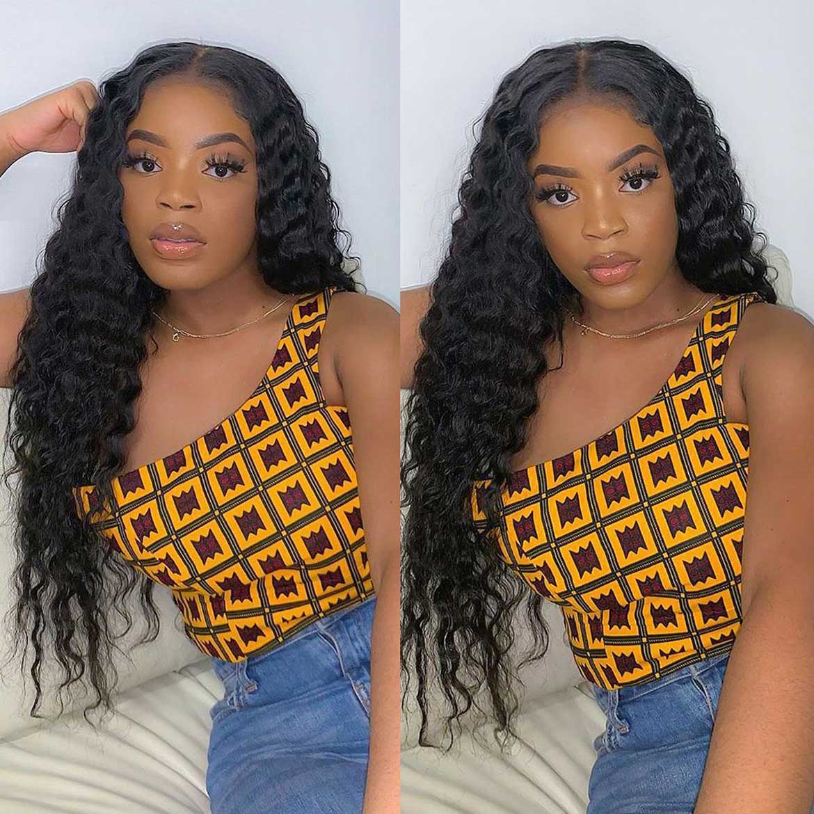 T Part Lace Wigs Deep Wave Human Hair Wigs