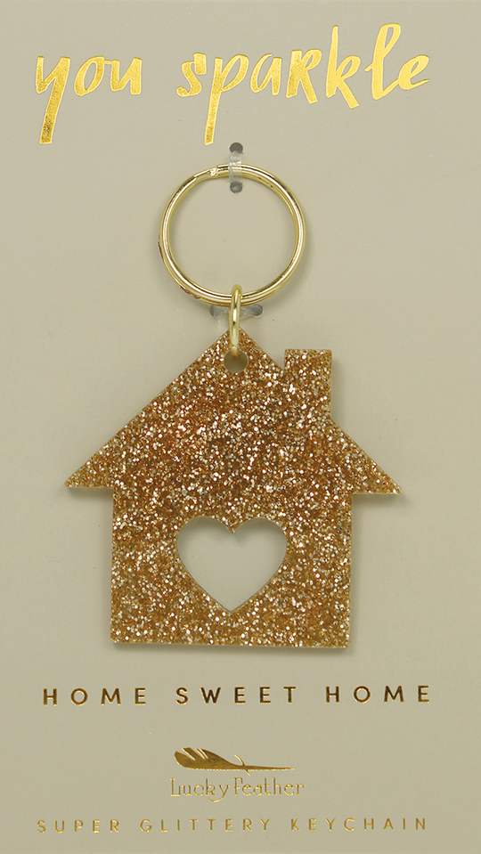 Gold Glitter Keychain - Shape - House