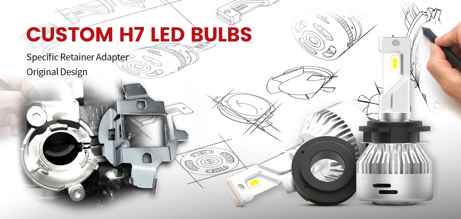 LASFIT Bombilla LED Pro Series H7 – Pro-MB1 para VW Jetta BMW Mercedes Benz  con adaptador de retención, Plug & Play, ajuste directo, 60 W 6000 lm