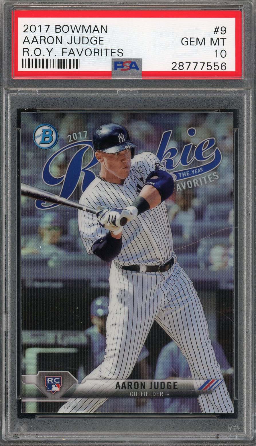 Aaron Judge 2017 Bowman ROY Favorites Baseball Rookie Card #9 Graded PSA 10