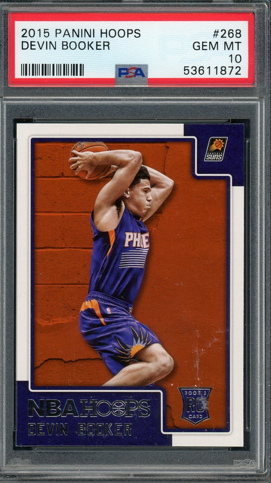 Devin Booker 2015 Panini Hoops Basketball Rookie Card #268 Graded PSA 10