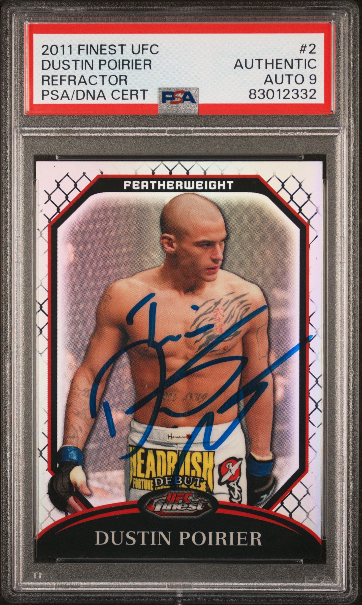 Dustin Poirier 2011 Finest Refractor Signed Rookie Card #2 Auto PSA 9 852/888