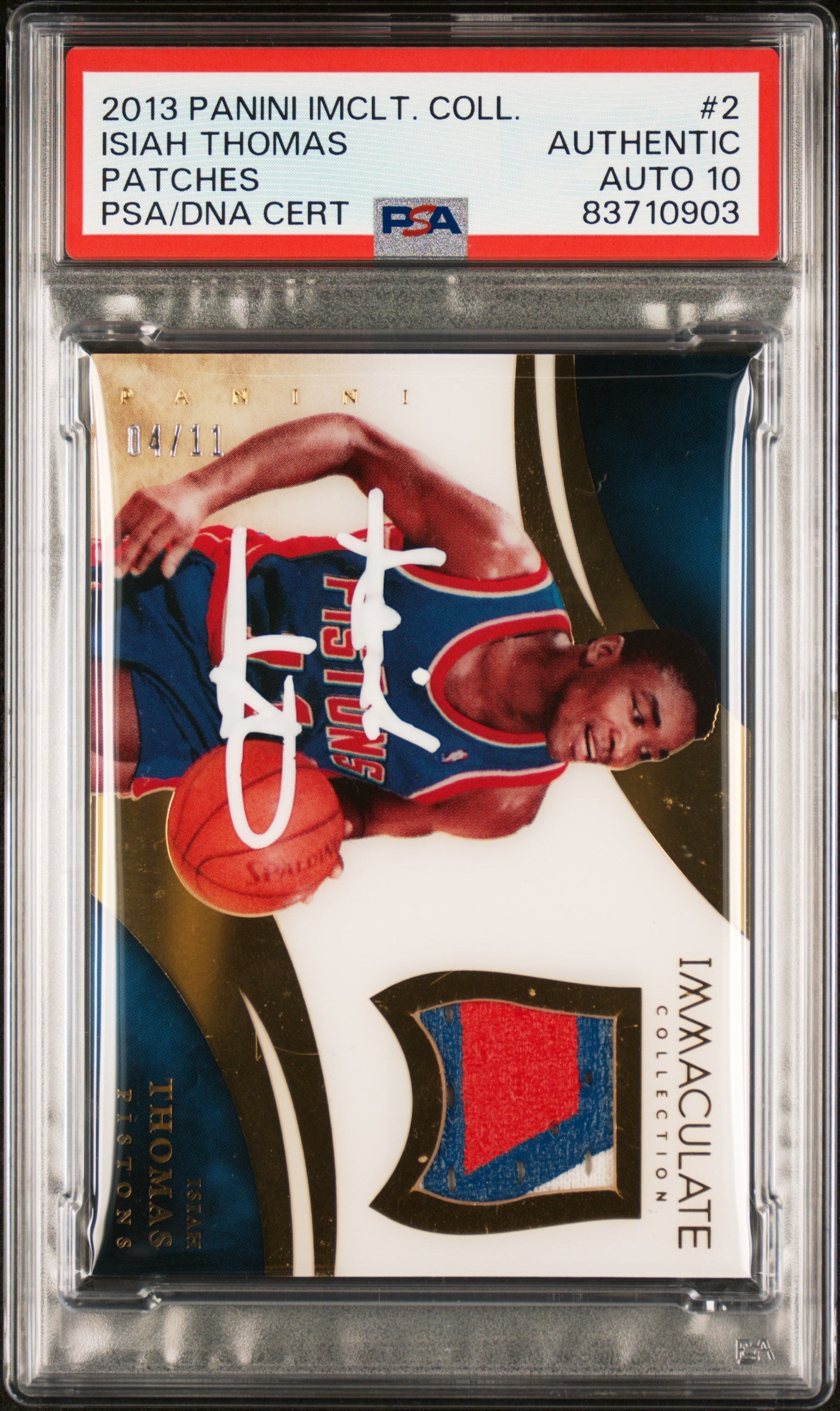 Isiah Thomas 2013 Panini Immaculate Patches Card #2 Auto Graded PSA 10 4/11