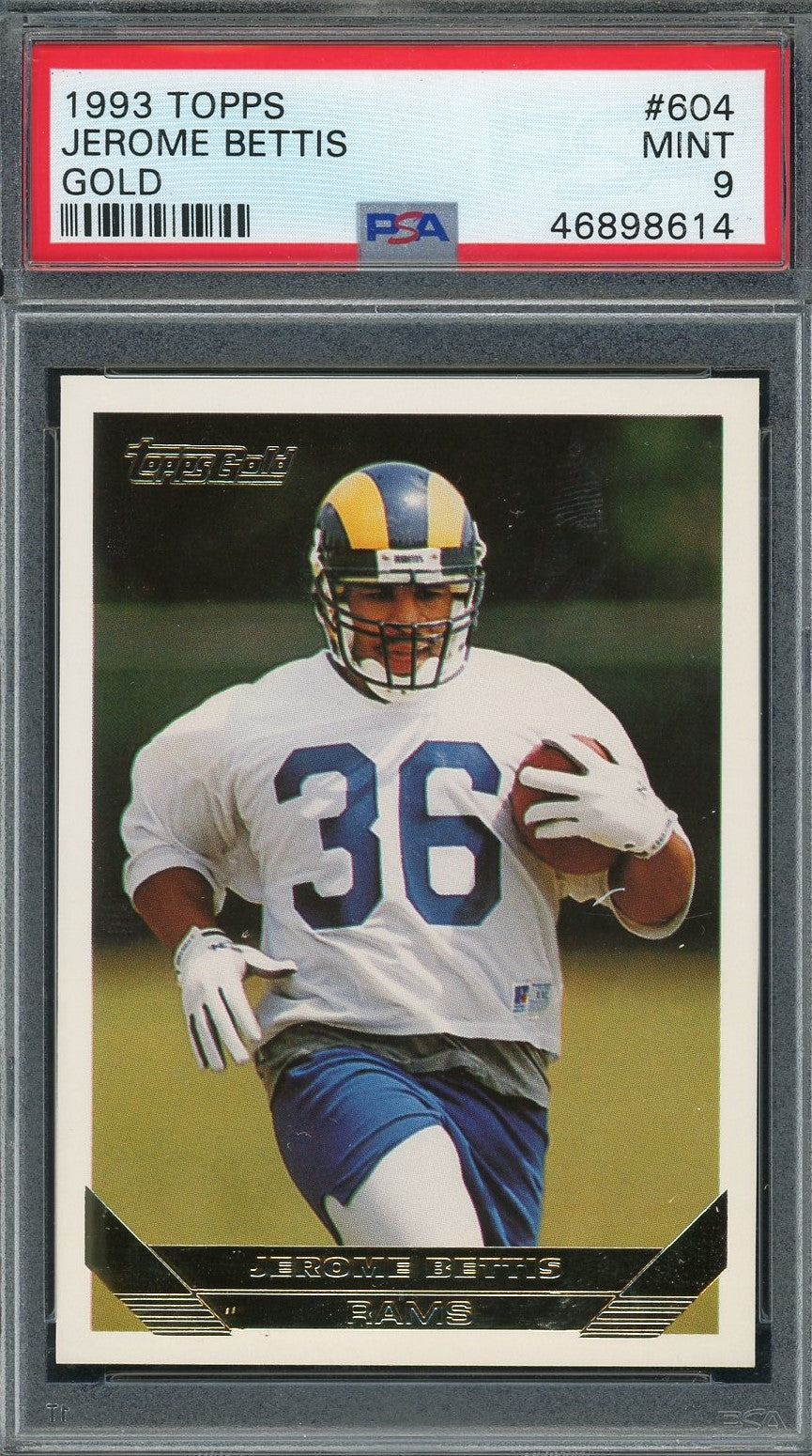 Jerome Bettis 1993 Topps Gold Football Rookie Card #604 Graded PSA 9