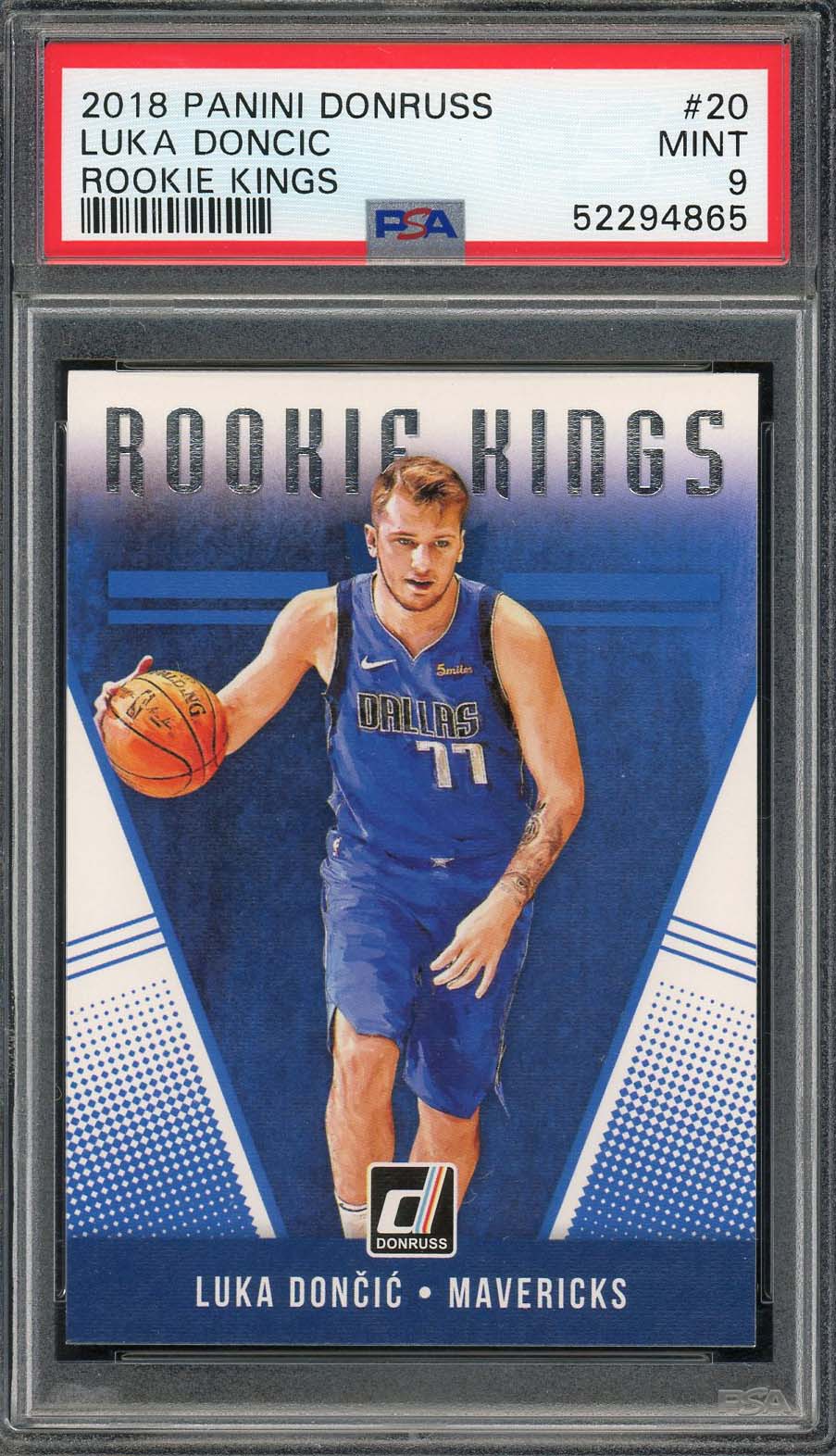 Luka Doncic 2018 Panini Donruss Rookie Kings Basketball Rookie Card RC #20 PSA 9