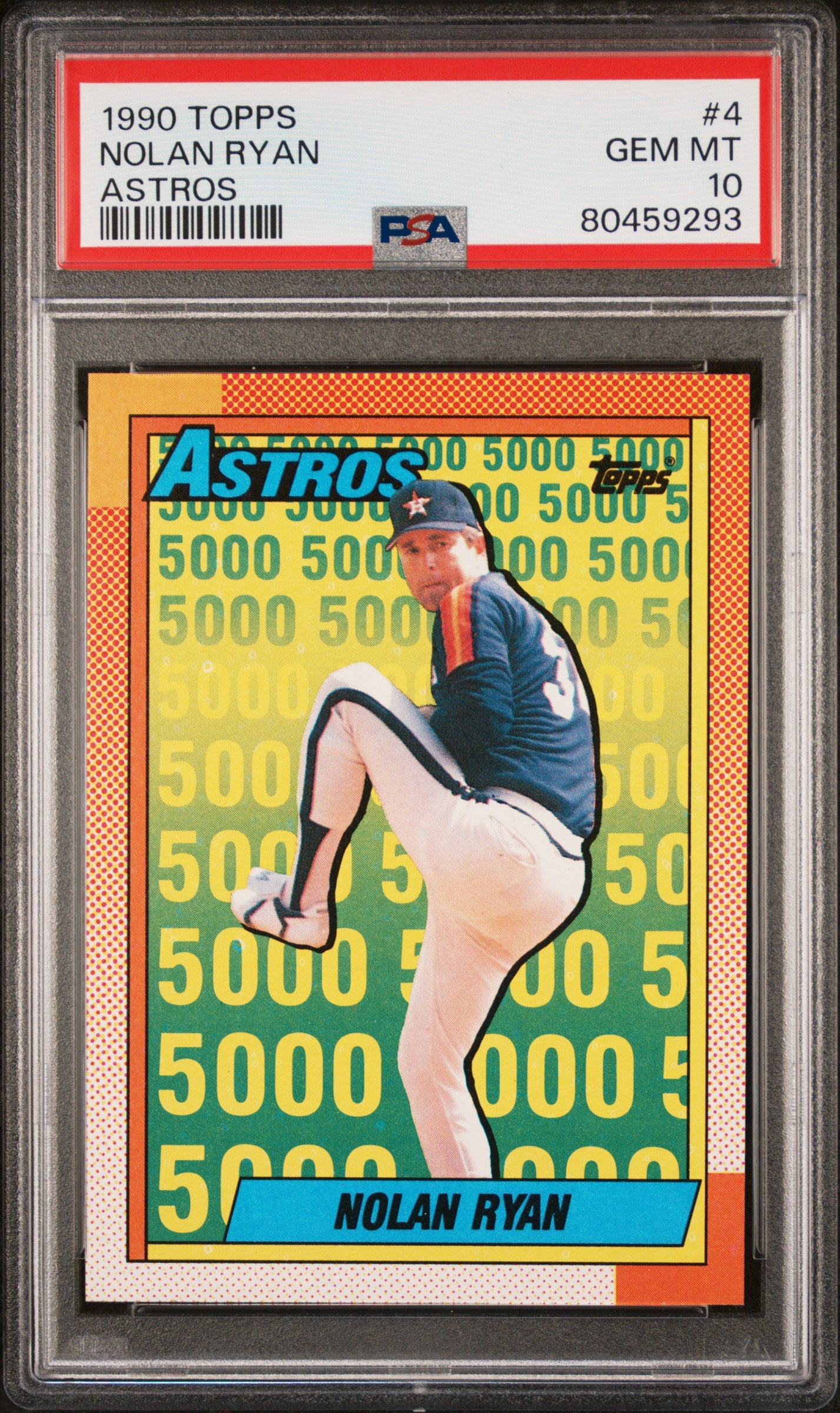 Nolan Ryan 1990 Topps Astros Baseball Card #4 Graded PSA 10