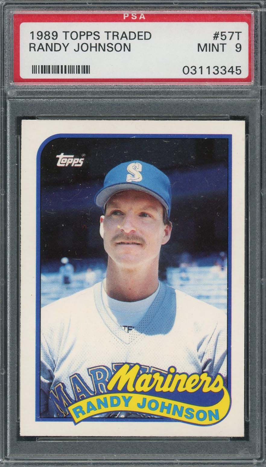 Randy Johnson 1989 Topps Traded Baseball Rookie Card RC #57T Graded PSA 9