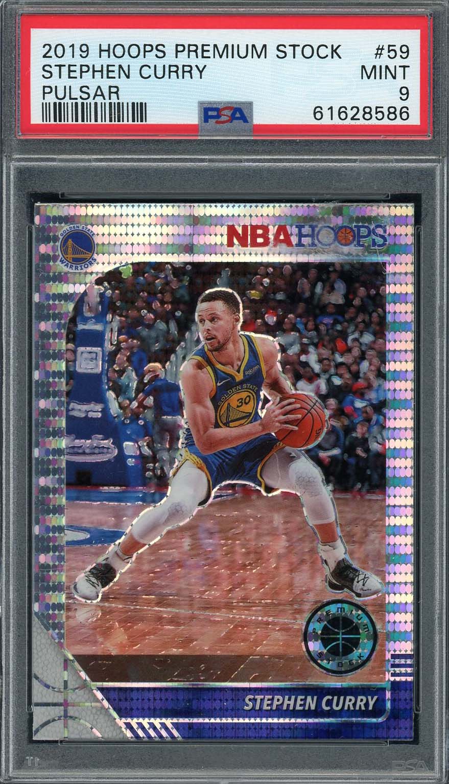 Stephen Curry 2019 Panini Hoops Premium Stock Pulsar Card #59 Graded PSA 9