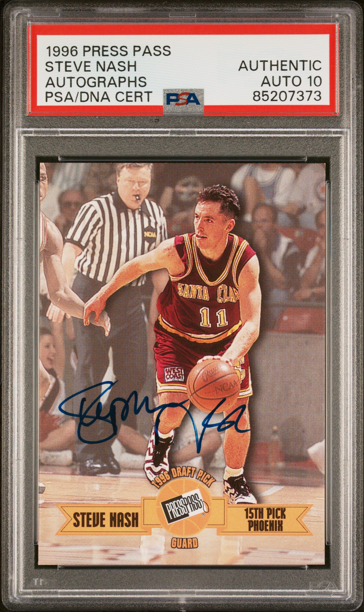 Steve Nash 1996 Press Pass Signed Basketball Rookie Card Auto Graded PSA 10 7373
