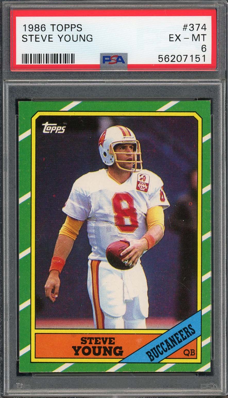 Steve Young 1986 Topps Football Rookie Card RC #374 Graded PSA 6