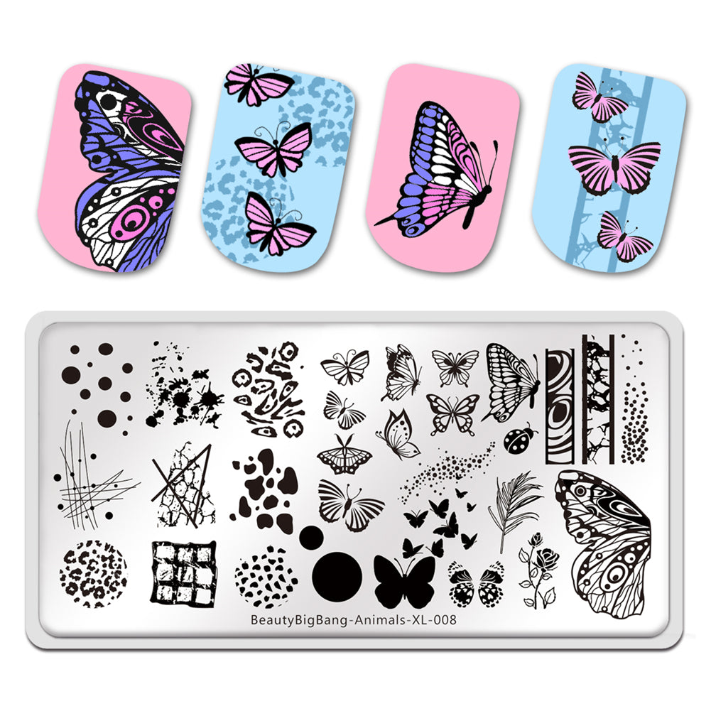 Nail Art Stamping Plate Template Butterfly Design Manicure | Animals XL-008  6*12cm