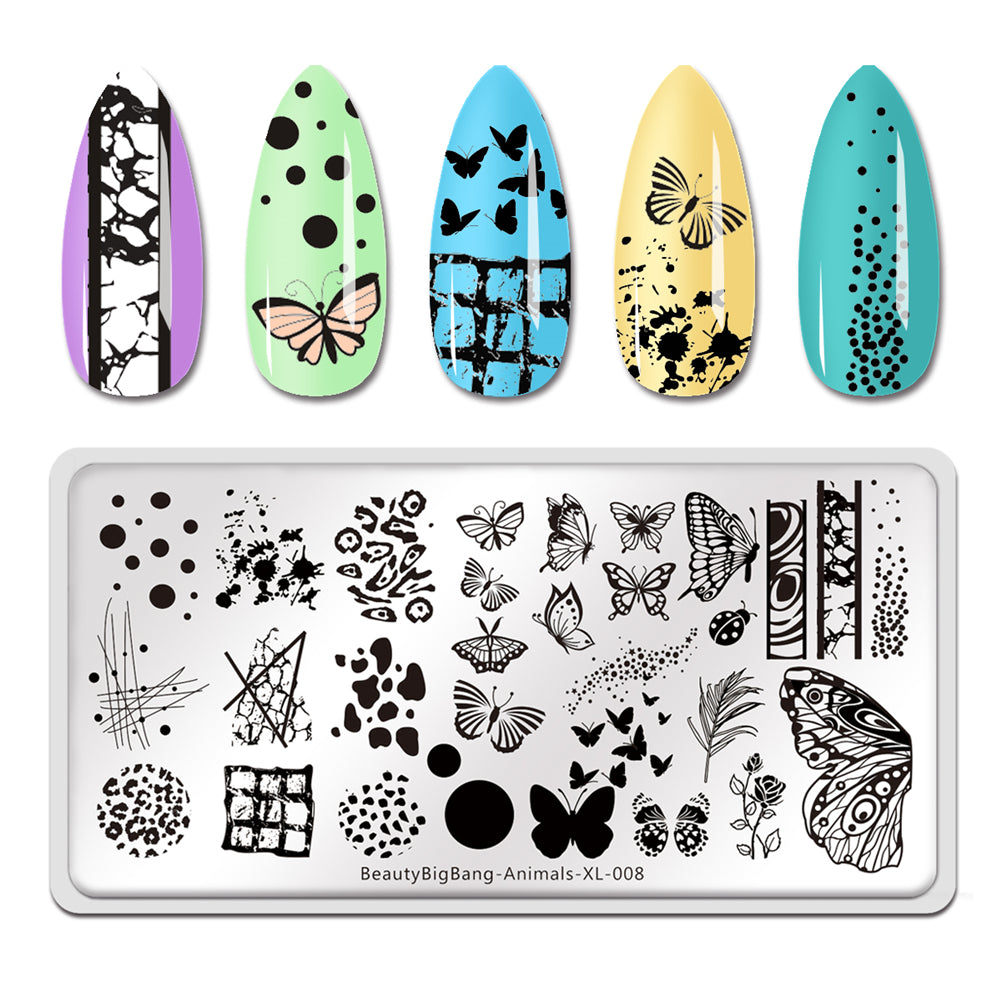 Nail Art Stamping Plate Template Butterfly Design Manicure | Animals XL-008  6*12cm