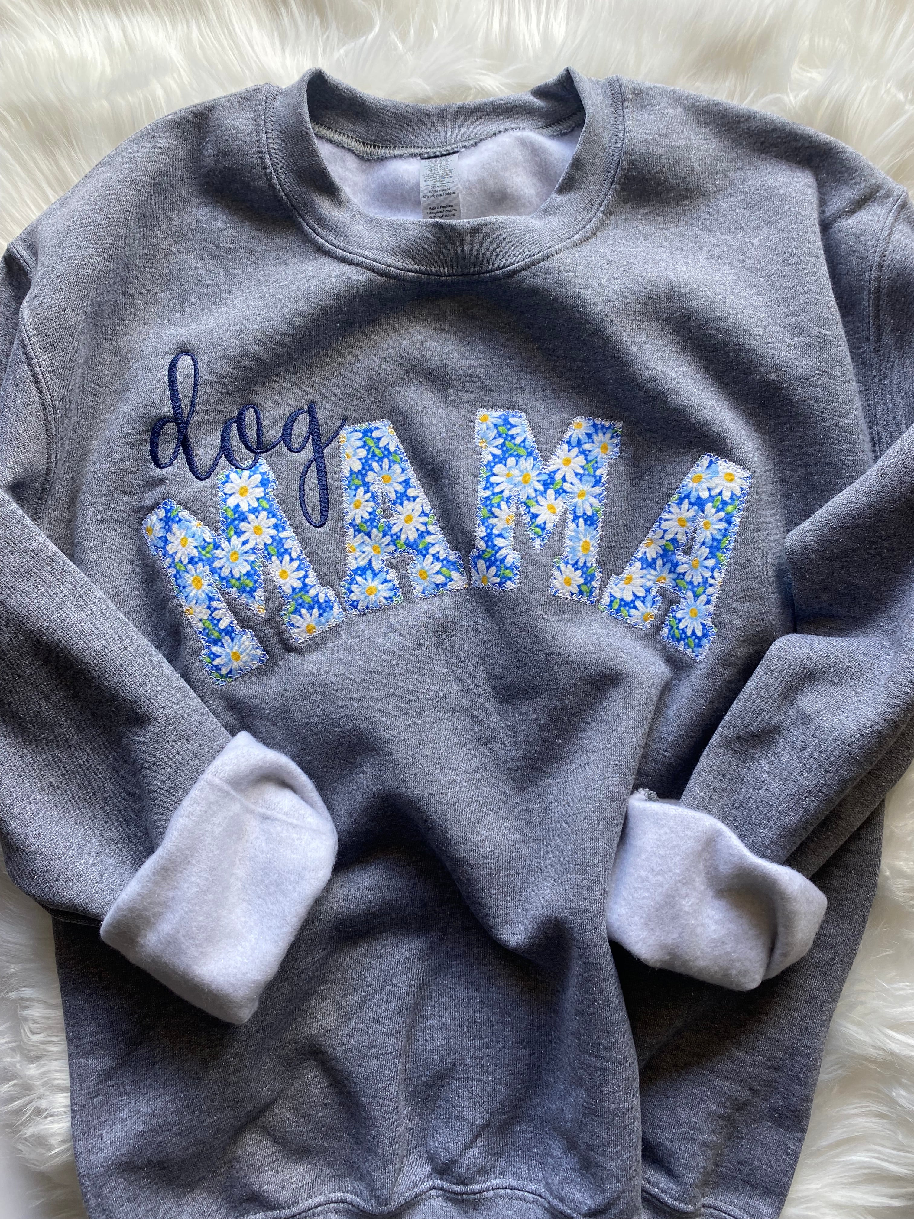 Blue Daisy Dog Mom Sweatshirt | Personalized Mama Sweatshirt | Duke & Fox?