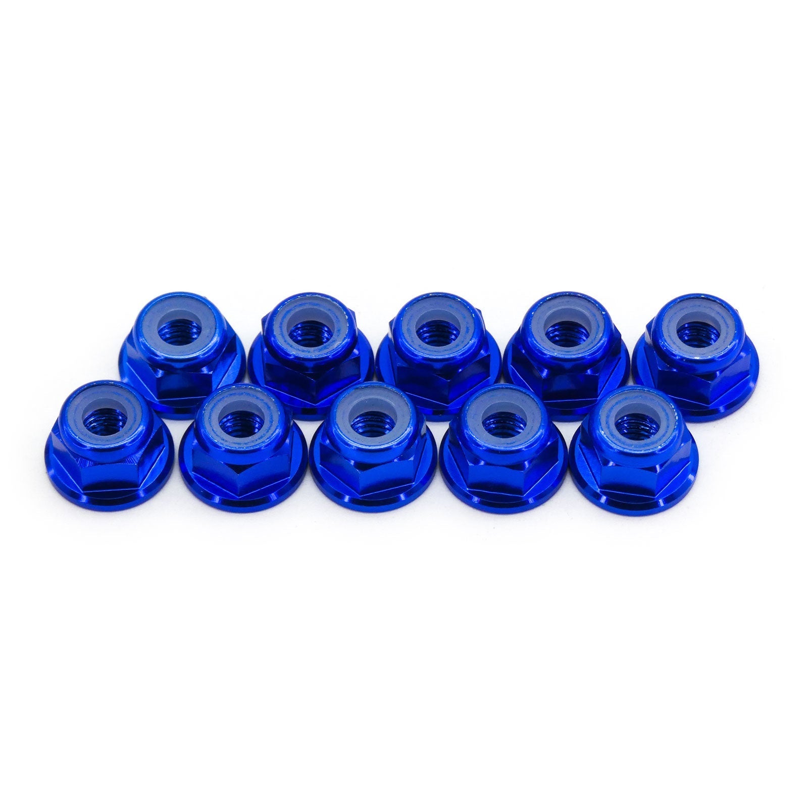 10pcs M3 Aluminum Locking Hex Nuts with Nylon Lock Insert Anodized Blue