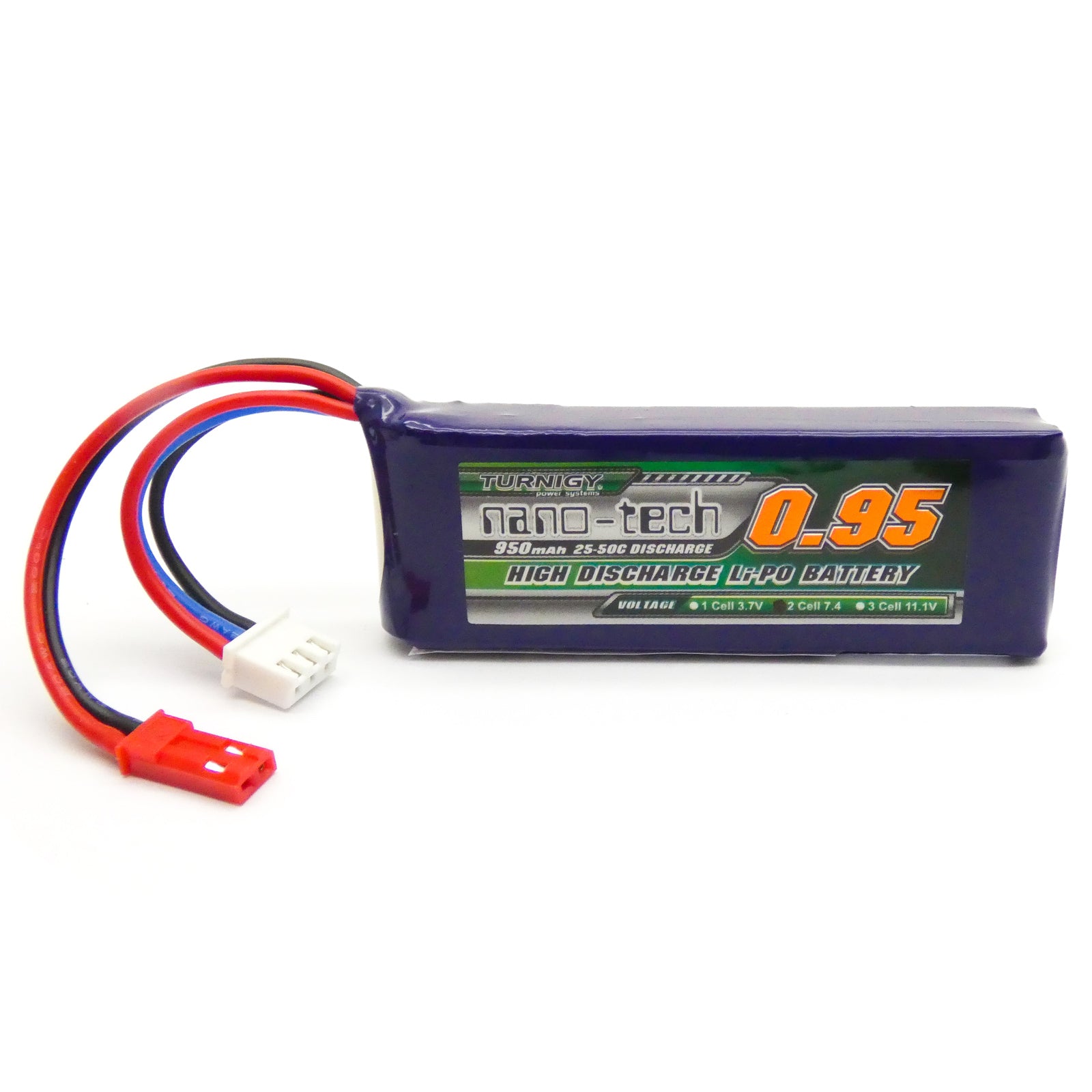 Turnigy Nano-Tech 950mAh 2S LiPo Battery Pack 25C 50C JST Connector Plug