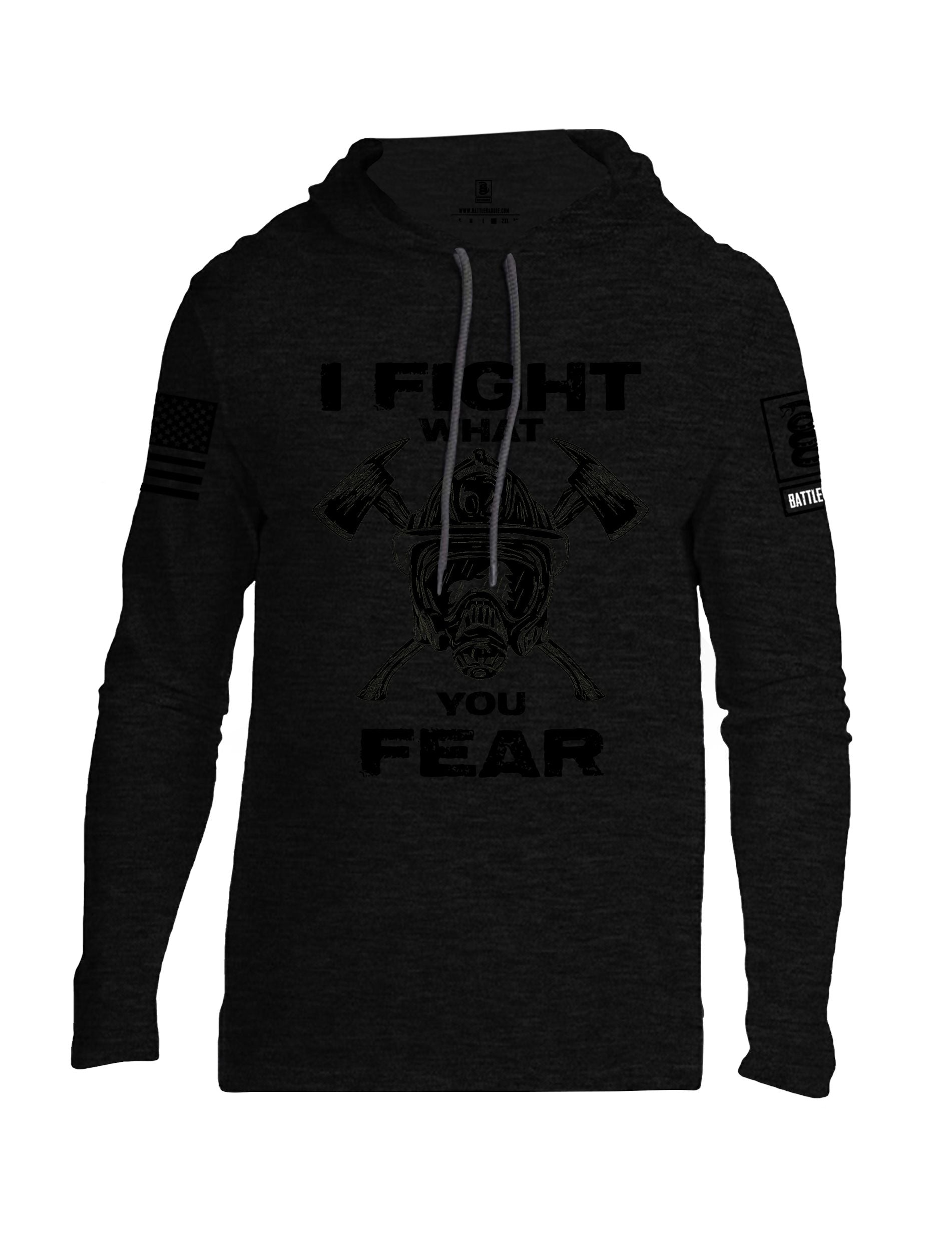 Battleraddle I Fight What You Fear  Black Sleeves Men Cotton Thin Cotton Lightweight Hoodie