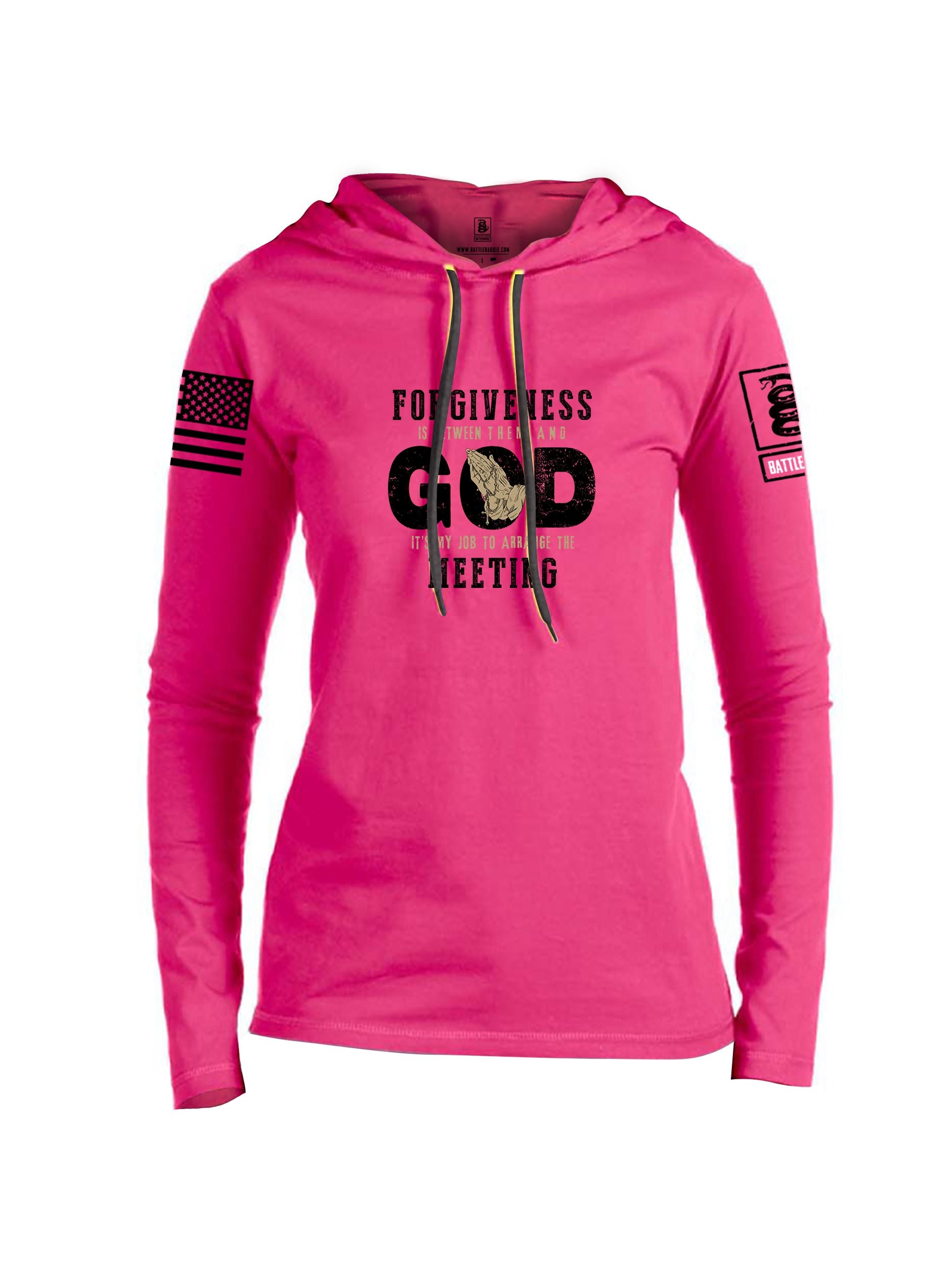 Battleraddle Forgiveness Is Between Them  Black Sleeves Women Cotton Thin Cotton Lightweight Hoodie