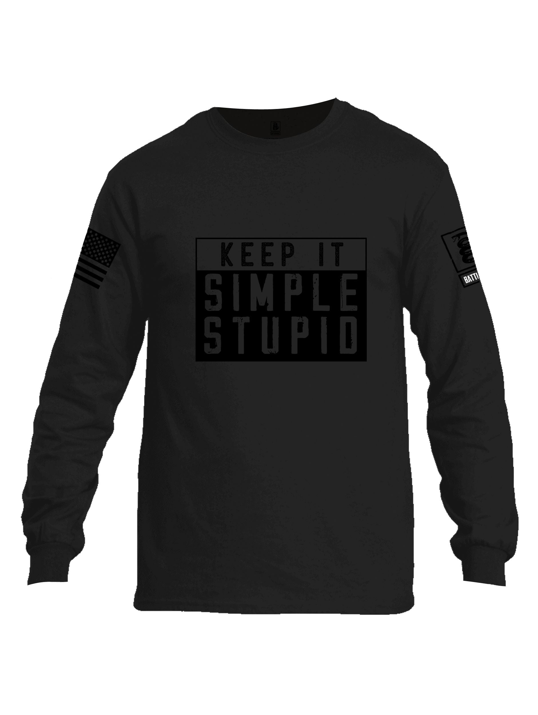Battleraddle Keep It Simple Stupid   Black Sleeves Men Cotton Crew Neck Long Sleeve T Shirt