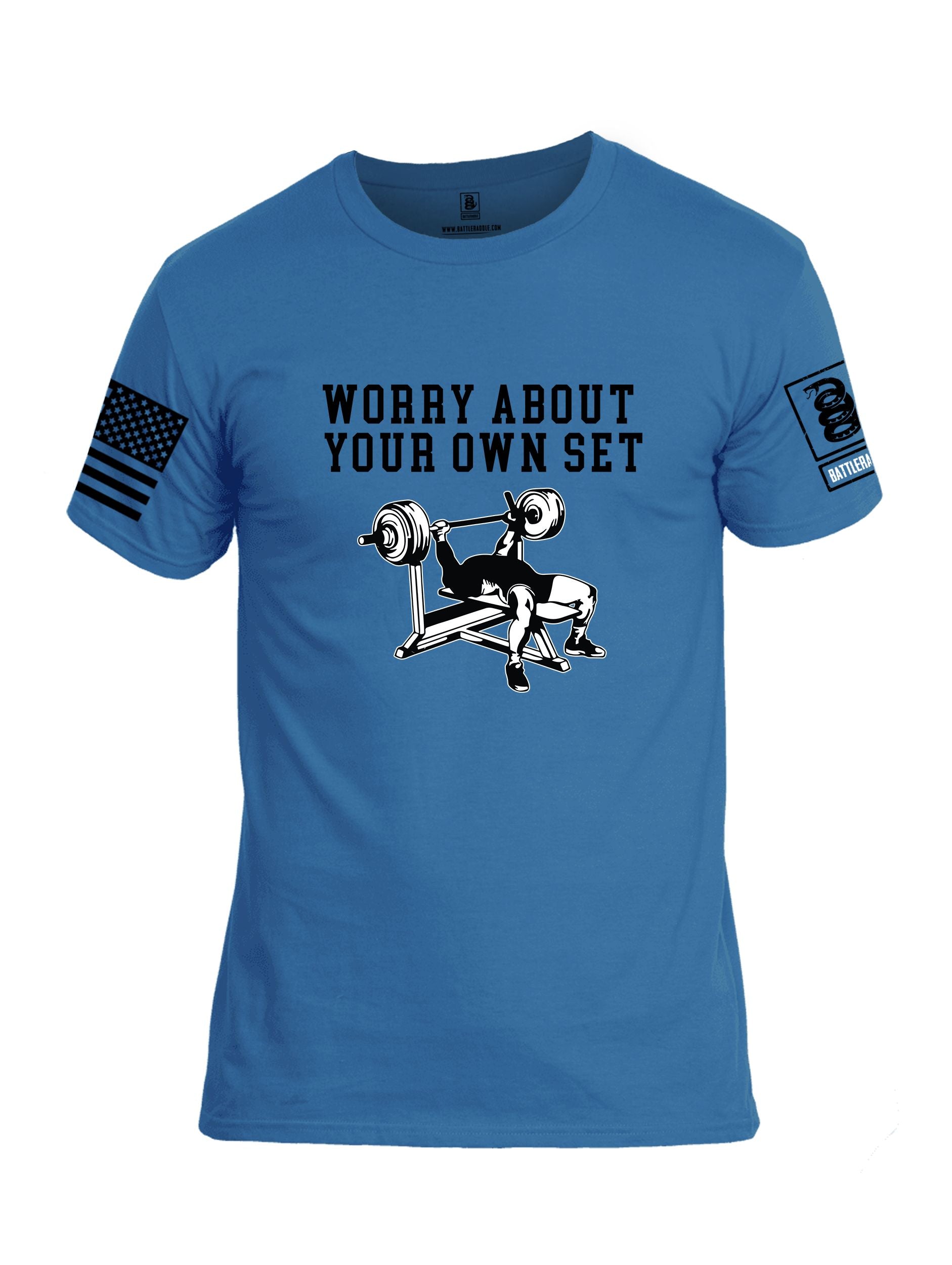 Battleraddle Worry About Your Own Set  Black Sleeves Men Cotton Crew Neck T-Shirt