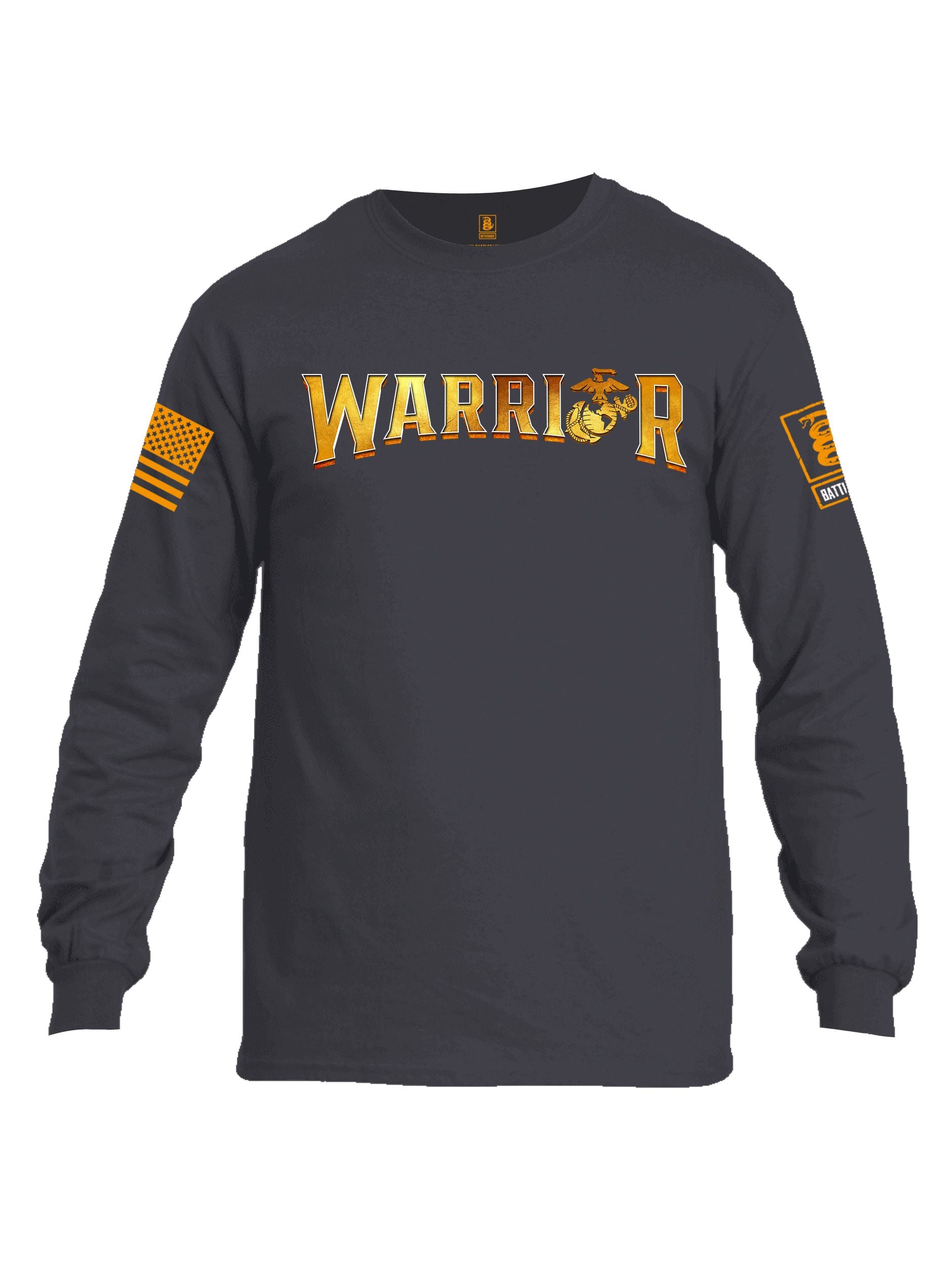 Battleraddle Warrior Orange Sleeves Men Cotton Crew Neck Long Sleeve T Shirt