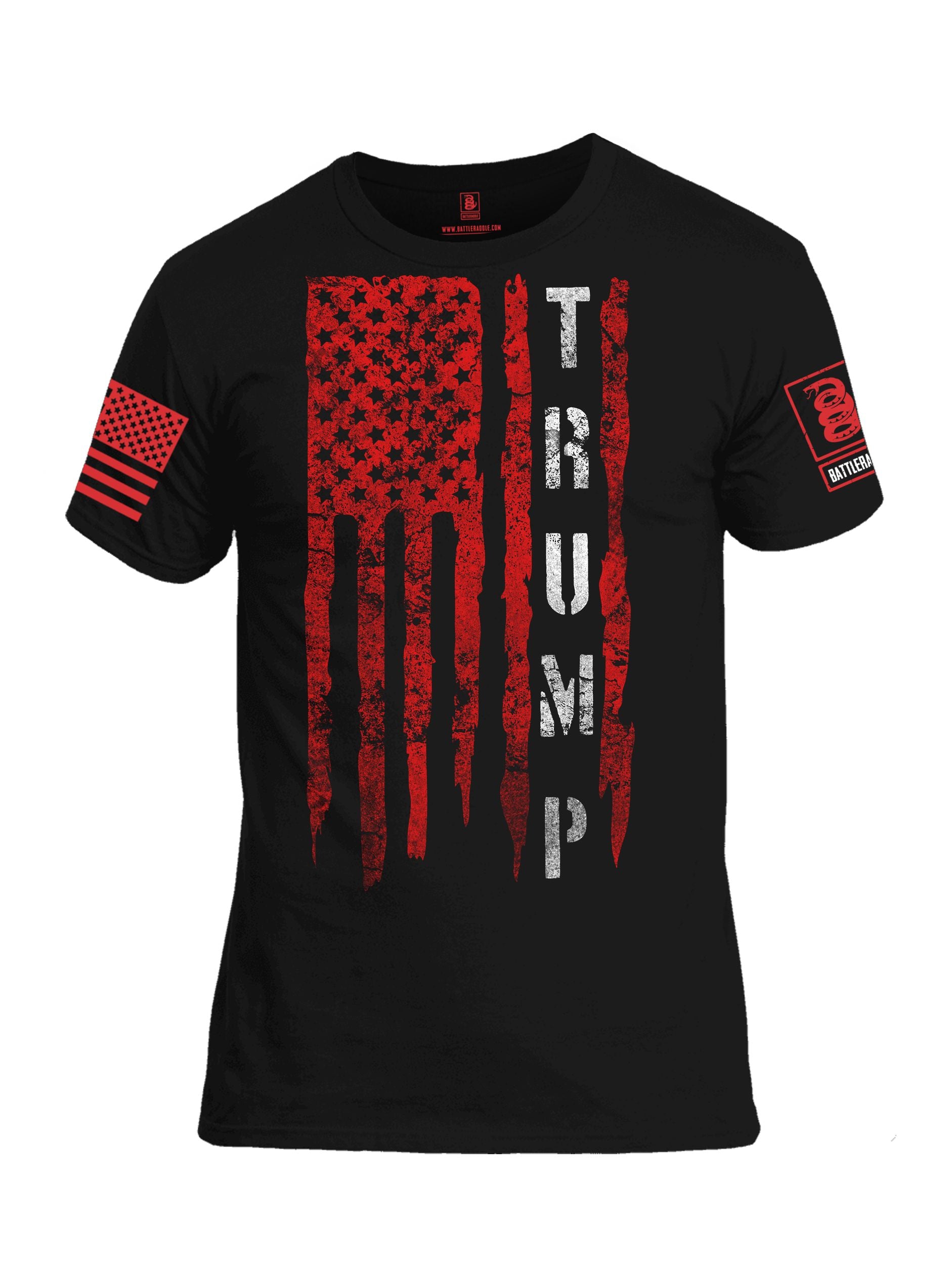 Battleraddle Trump Flag Red Sleeves Men Cotton Crew Neck T-Shirt