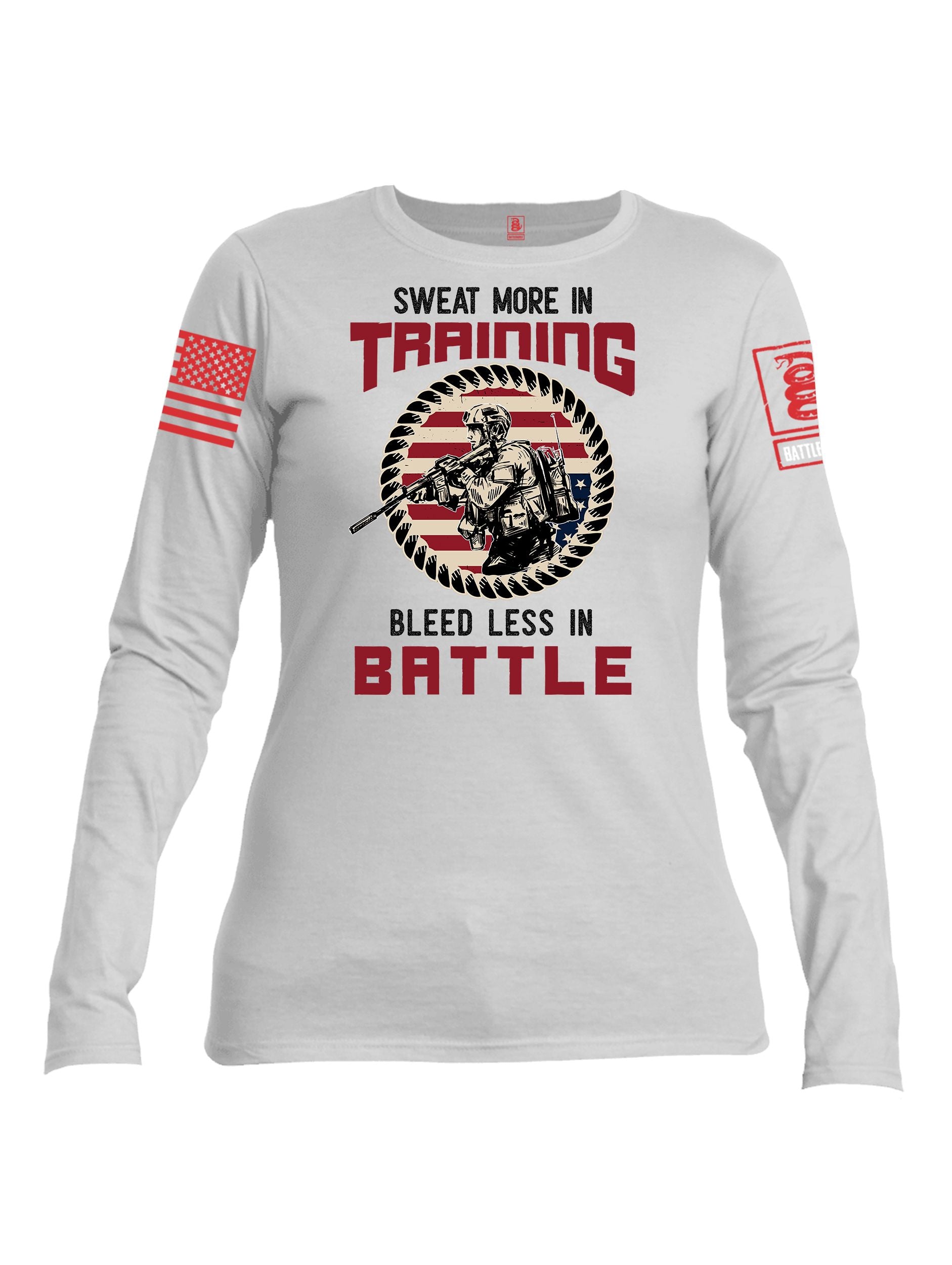 Battleraddle Sweat More In Training  Red Sleeves Women Cotton Crew Neck Long Sleeve T Shirt