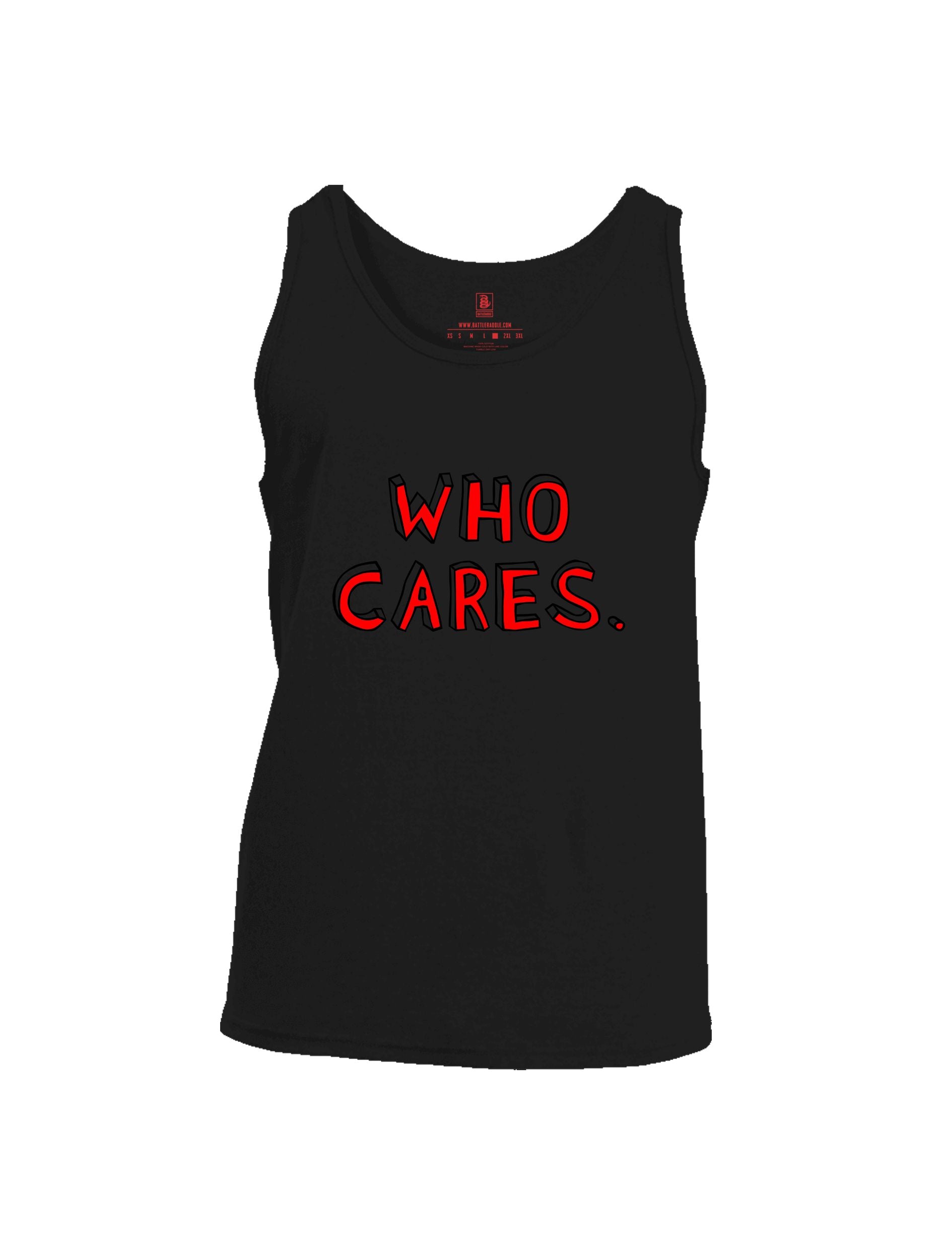 Battleraddle Who Cares Red Sleeves Men Cotton Cotton Tank Top