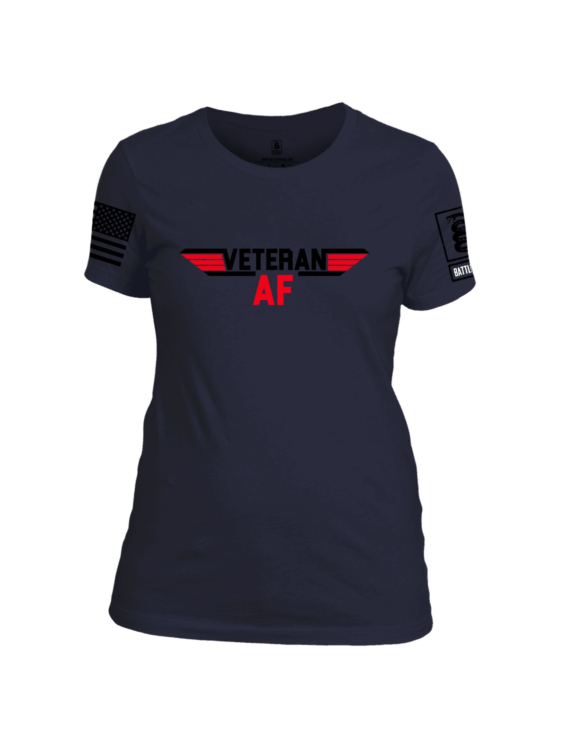 Battleraddle Veteran Af  Black Sleeves Women Cotton Crew Neck T-Shirt