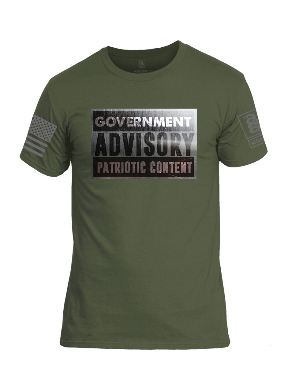 Battleraddle Government Advisory Patriotic Content Grey Sleeve Print Mens Cotton Crew Neck T Shirt