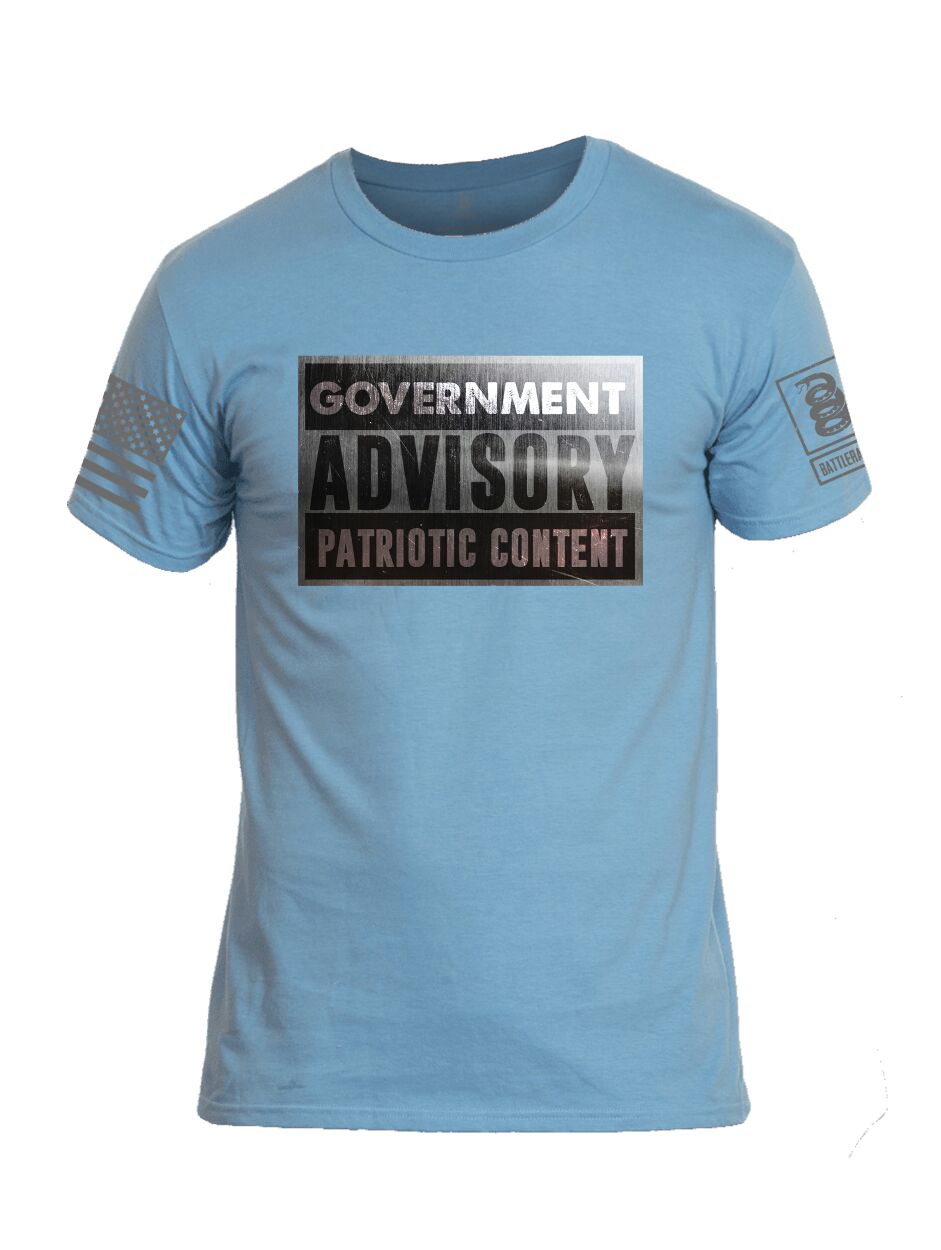 Battleraddle Government Advisory Patriotic Content Grey Sleeve Print Mens Cotton Crew Neck T Shirt