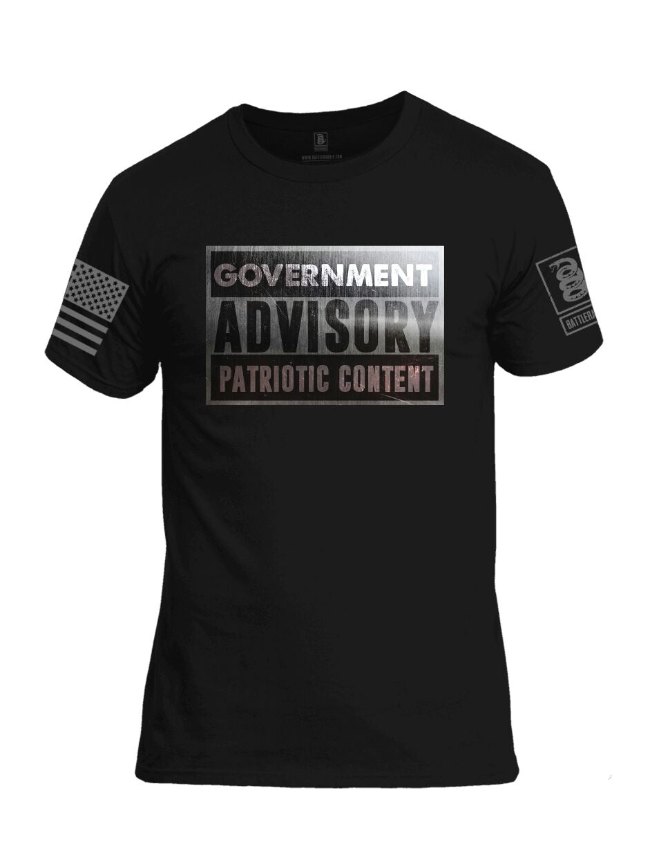 Battleraddle Government Advisory Patriotic Content Grey Sleeve Print Mens Cotton Crew Neck T Shirt