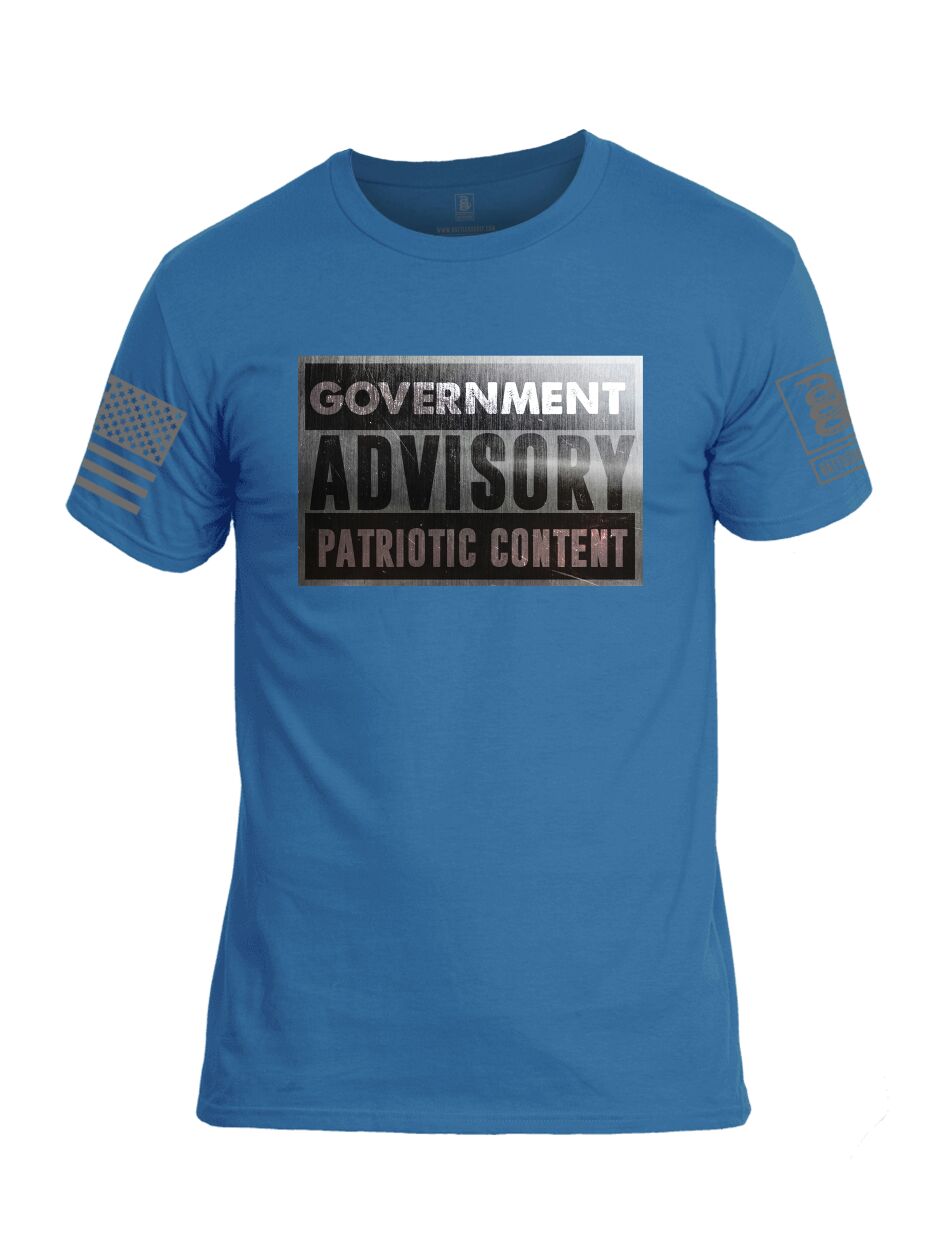 Battleraddle Government Advisory Patriotic Content Grey Sleeve Print Mens Cotton Crew Neck T Shirt