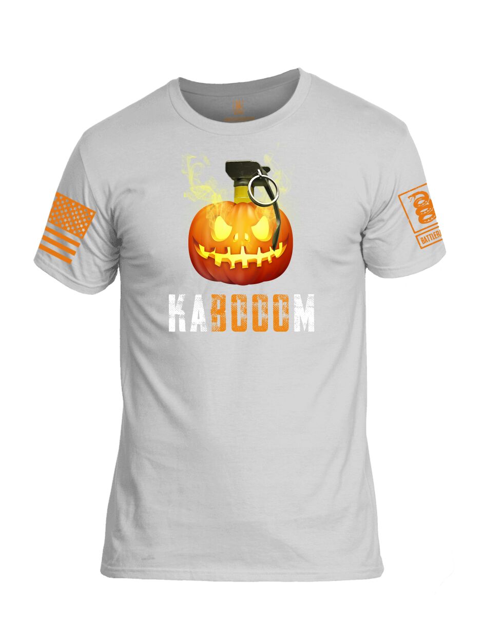 Battleraddle Kabooom Skull Pumpkin Orange Sleeve Print Mens Cotton Crew Neck T Shirt