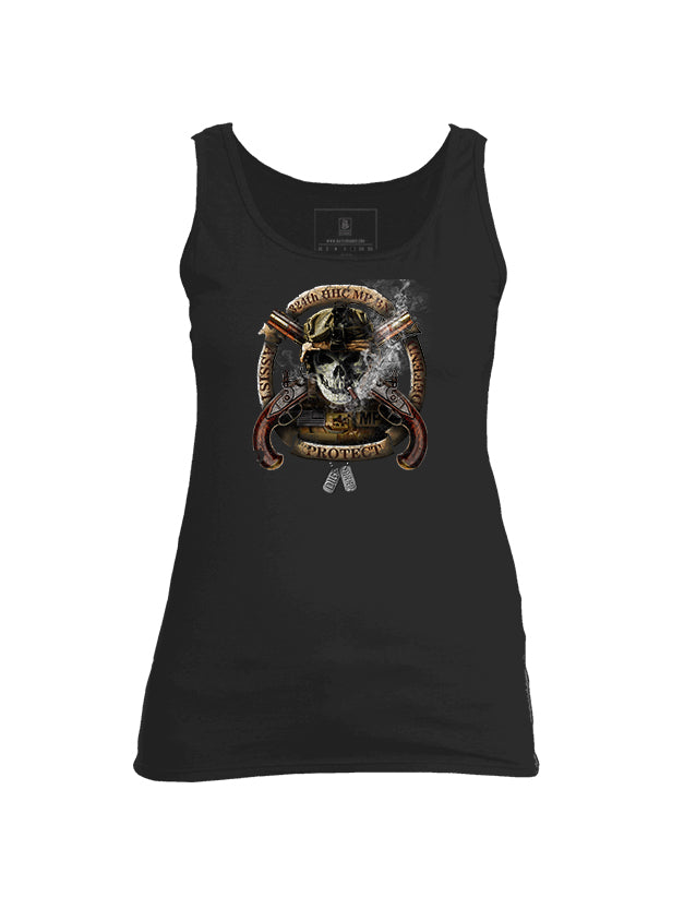 Battleraddle 324th HHC MP BN Assist Defend Protect Womens Cotton Tank Top