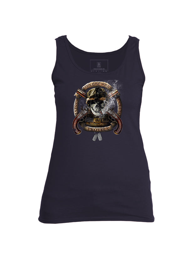 Battleraddle 324th HHC MP BN Assist Defend Protect Womens Cotton Tank Top