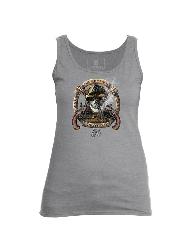 Battleraddle 324th HHC MP BN Assist Defend Protect Womens Cotton Tank Top