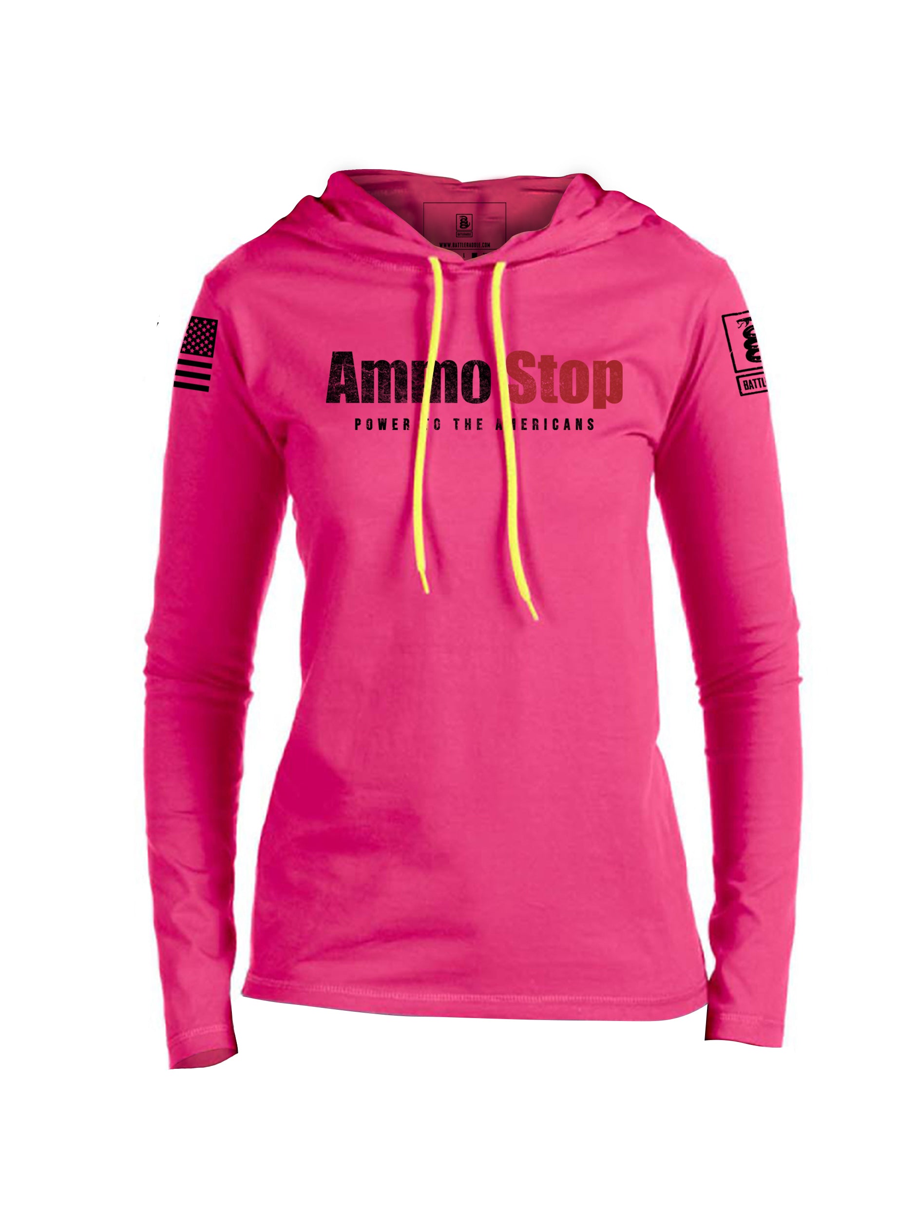 Battleraddle Ammo Stop Power To The Americans Womens Cotton Thin Lightweight Hoodie