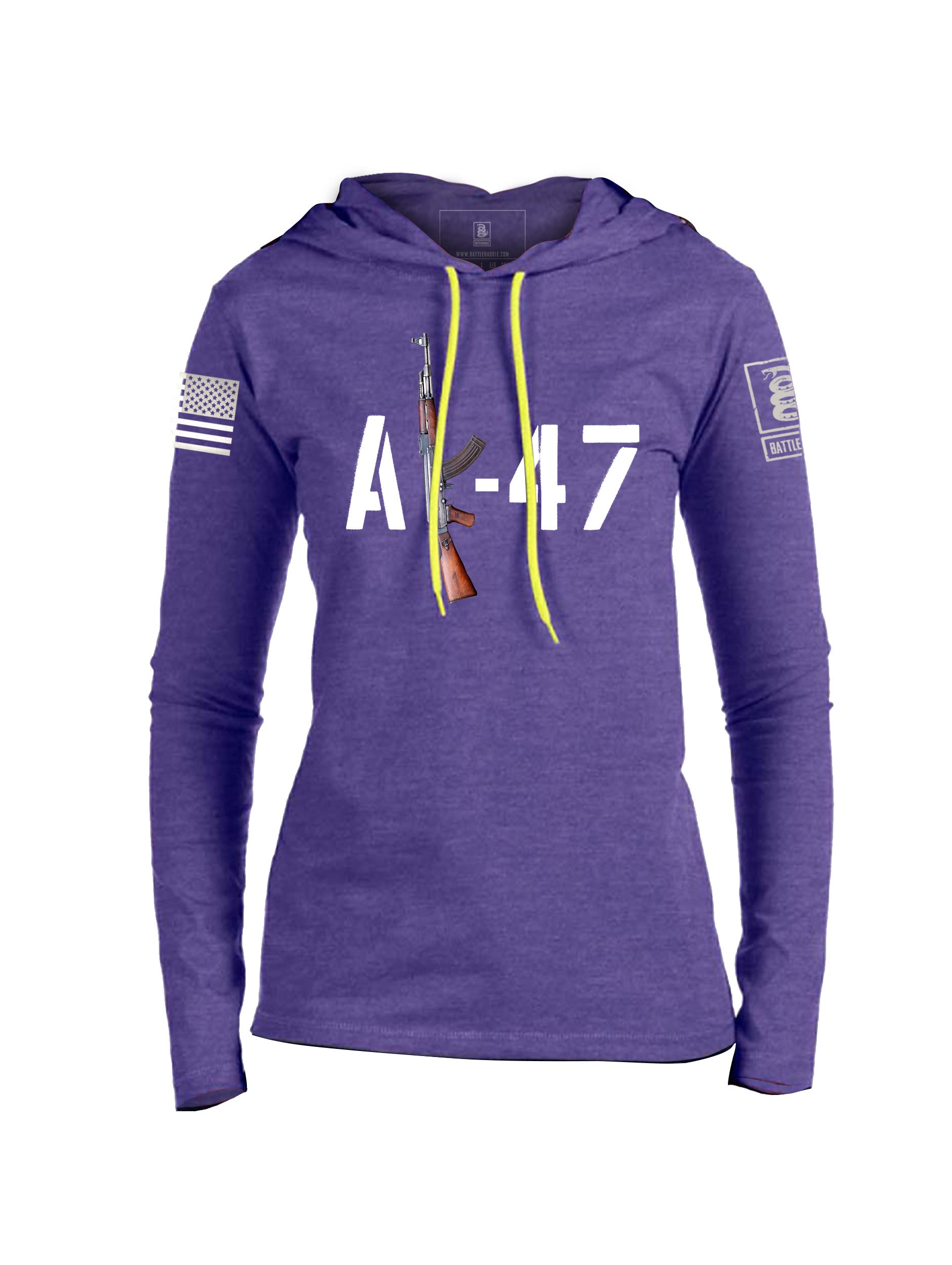 Battleraddle AK-47 White Sleeve Print Womens Thin Cotton Lightweight Hoodie