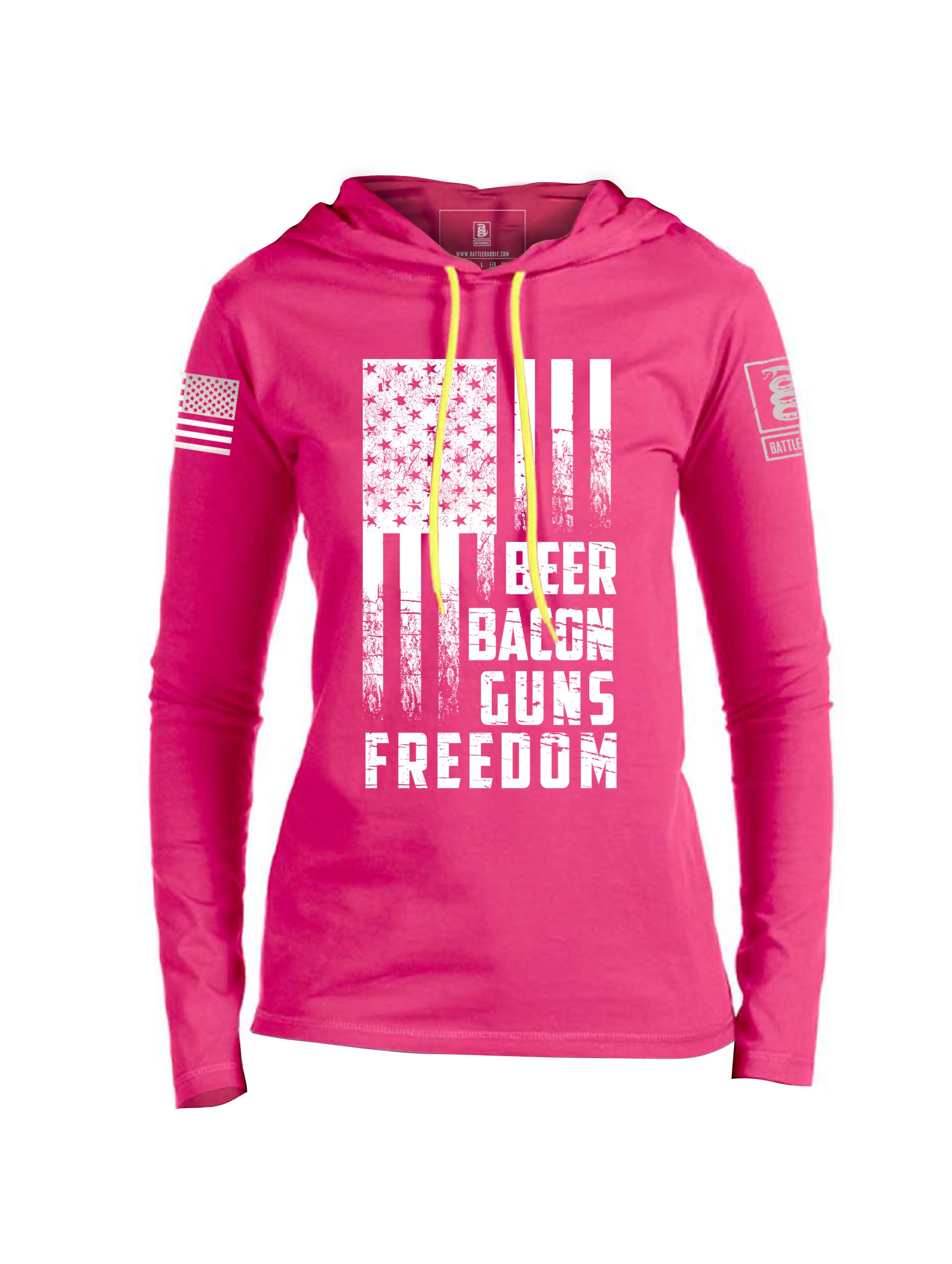 Battleraddle Beer Bacon Guns Freedom Womens Thin Cotton Lightweight Hoodie