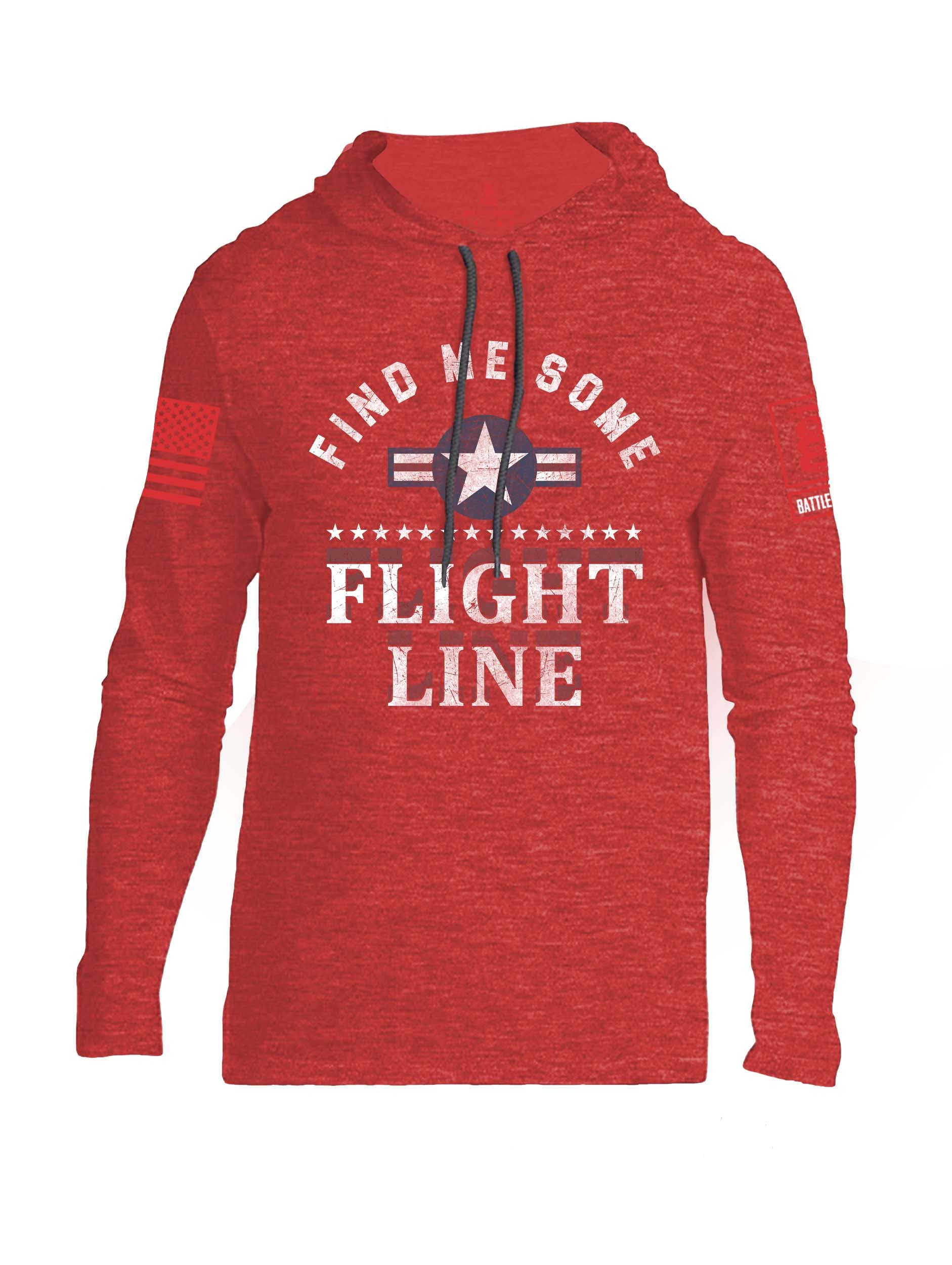 Battleraddle Find Me Some Flight Line Red Sleeve Print Mens Thin Cotton Lightweight Hoodie