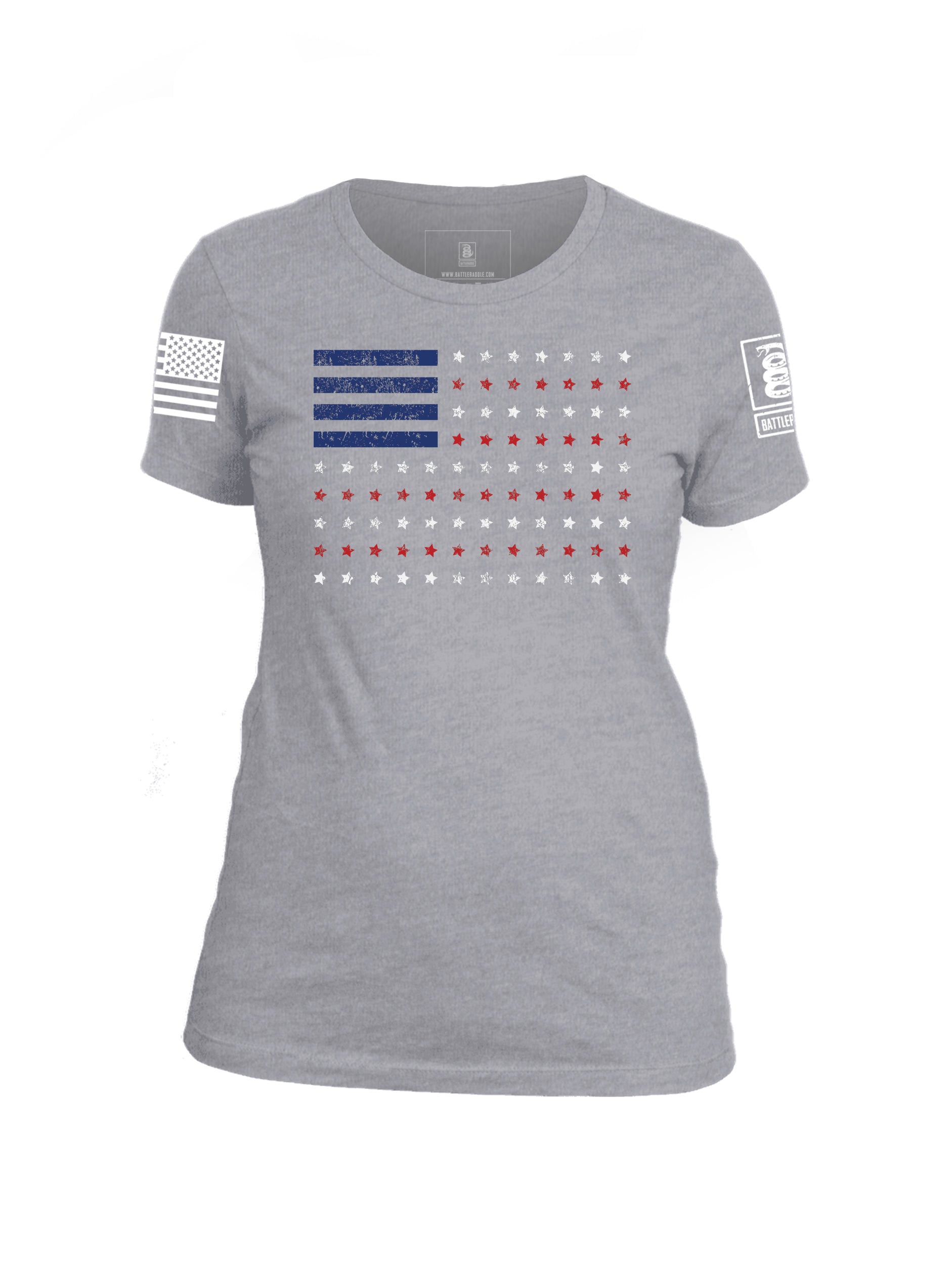 Battleraddle Horizontal Four Blocks Flag Womens Crew Neck T Shirt